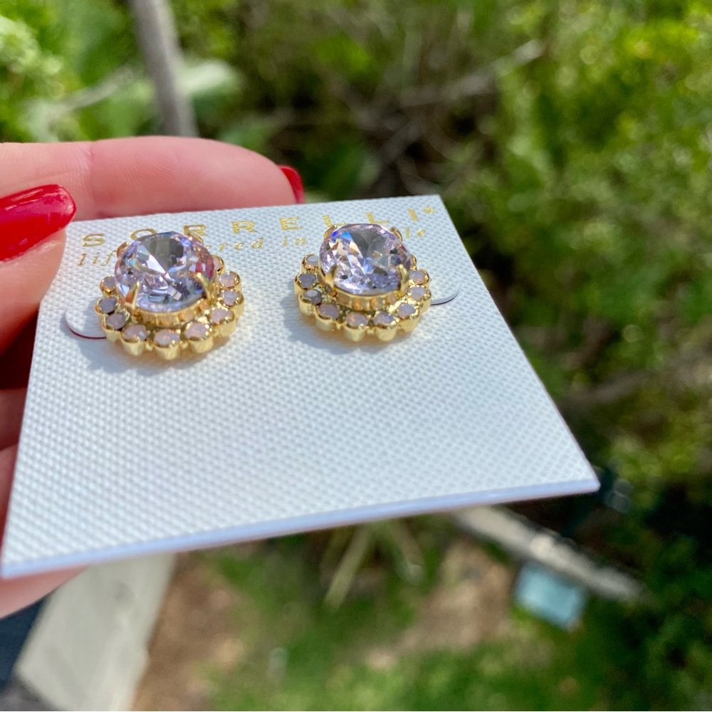 Sorrelli Halo Oval Crystal Stud Earrings in Crystal Rose NWT - Picture 5 of 16